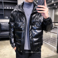 2021  Fashion Black Shiny Winter Quilted Padded Puffer Coat Men's Duck Down Jacket